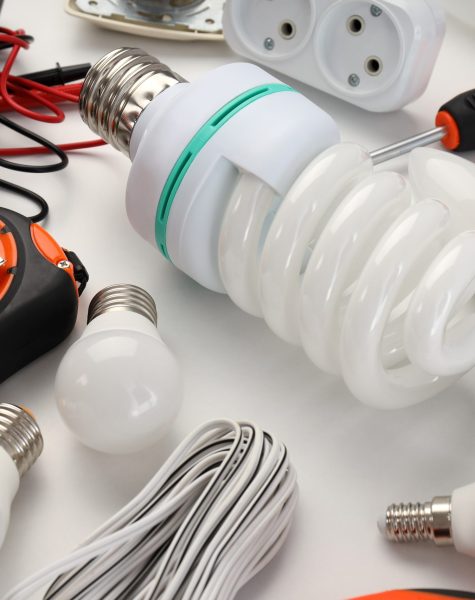 Concept of electrician or electrical tools, close up